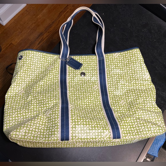 Coach Green and Blue Tote Bag - Picture 1 of 9